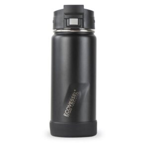 Custom EcoVessel 16 Oz. Perk Insulated Coffee Travel Mug Tumbler w/Steel Tea Strainer In Black Shadow