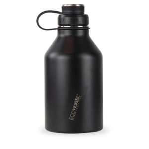 Custom EcoVessel Boss - 64 Oz. Trimax Triple Insulated Growler - 2-Piece Screw Cap W/Infuser - Black