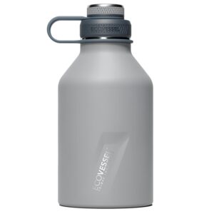 Custom EcoVessel Boss 64 Oz. Trimax Triple Insulated Growler W/ 2-Piece Screw Cap And Infuser In Slate Gray