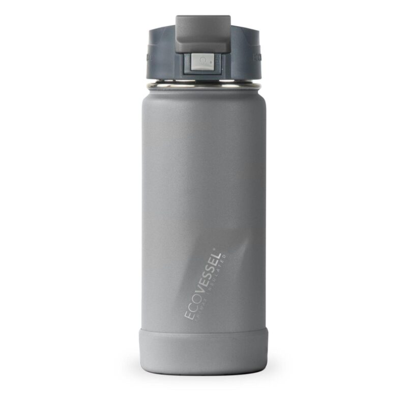 Custom EcoVessel Perk 16 Oz. Insulated Coffee Travel Mug Tumbler W/Tea Strainer - Slate Gray
