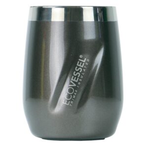 Custom EcoVessel Port 10 Oz Trimax Triple Insulated Wine Cup/Rocks Glass W/ Tritan Lid - Gray Smoke