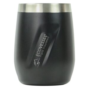 Custom EcoVessel Port 10 Oz Trimax Triple Insulated Wine Cup/Rocks Glass W/Tritan Lid - Black