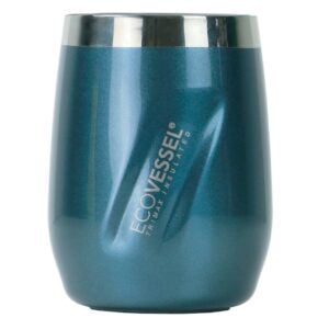Custom EcoVessel Port 10 Oz Trimax Triple Insulated Wine Cup/Rocks Glass W/Tritan Lid - Blue Smoke