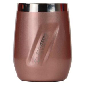 Custom EcoVessel Port 10 Oz Trimax Triple Insulated Wine Cup/Rocks Glass W/Tritan Lid - Rose Gold
