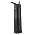 Custom EcoVessel Summit 24 Oz Insulated Ss Straw Water Bottle - Black Shadow
