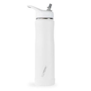 Custom EcoVessel Summit 24 Oz Insulated Ss Straw Water Bottle - Whiteout